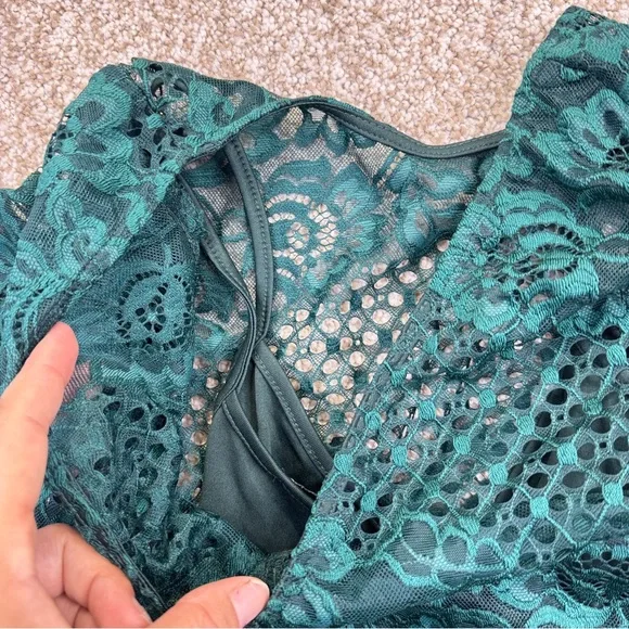 NEW Donna Ricco Hunter Teal Lace Midi Dress Size 4 - Picture 4 of 11